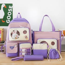 Ensemble de sacs d’école Kawai pour adolescents 5Pcs Guiyu V2 Mauve – محفظة 5 قطع كاواي بنفسجي